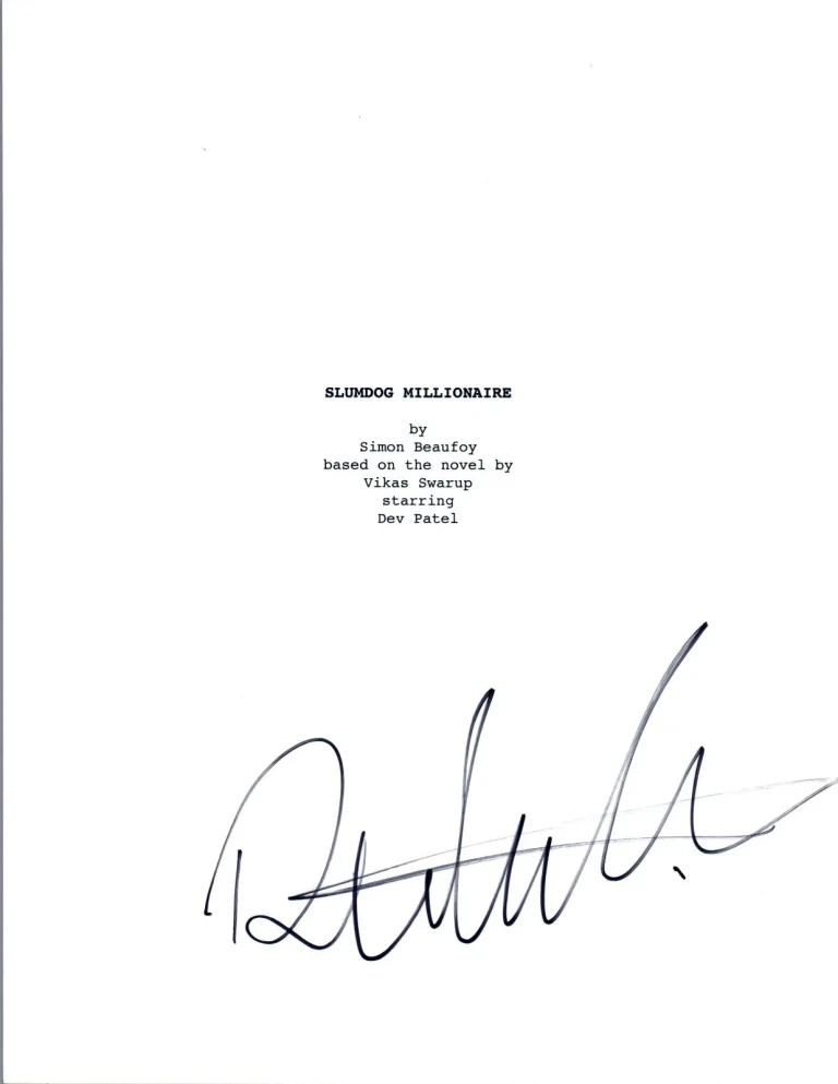 Dev Patel Signed Autographed SLUMDOG MILLIONAIRE Movie Script COA VD