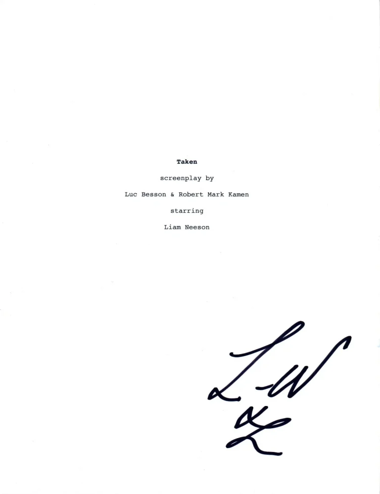Liam Neeson Signed Autographed TAKEN Full Movie Script COA VD
