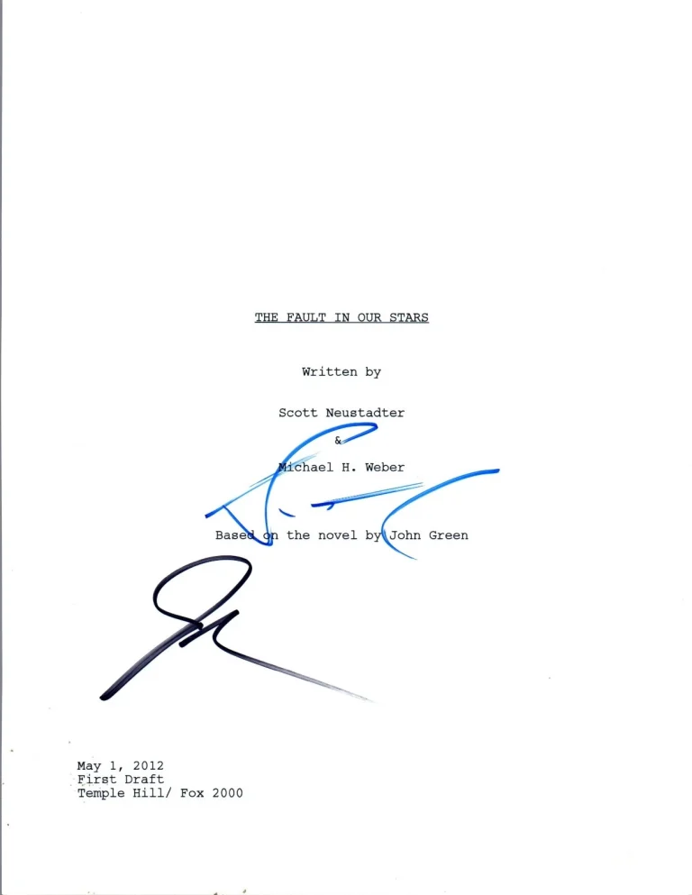 John Green & Sam Trammell Signed Autograph THE FAULT IN OUR STARS Script COA VD