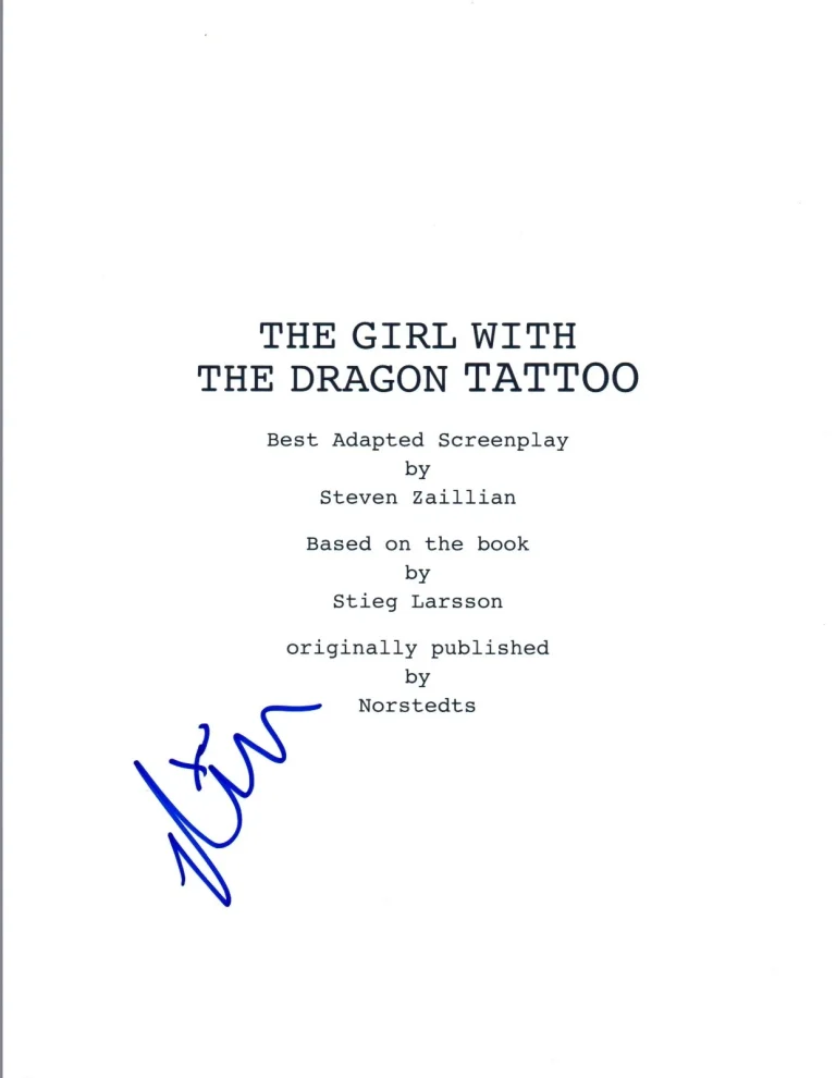 Rooney Mara Signed Autographed THE GIRL WITH THE DRAGON TATTOO Script COA VD