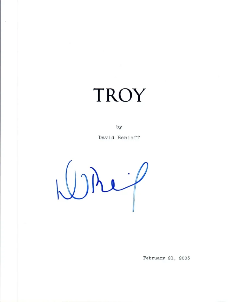 David Benioff Signed Autographed TROY Full Movie Script COA VD