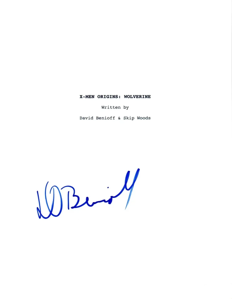 David Benioff Signed Autographed X-MEN ORIGINS WOLVERINE Movie Script COA VD