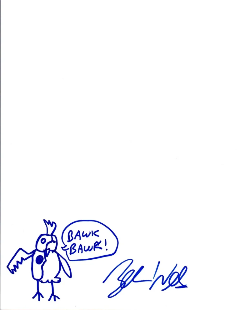 Zeb Wells Signed Autographed Hand Drawn Sketch Comic Writer ROBOT CHICKEN COA VD
