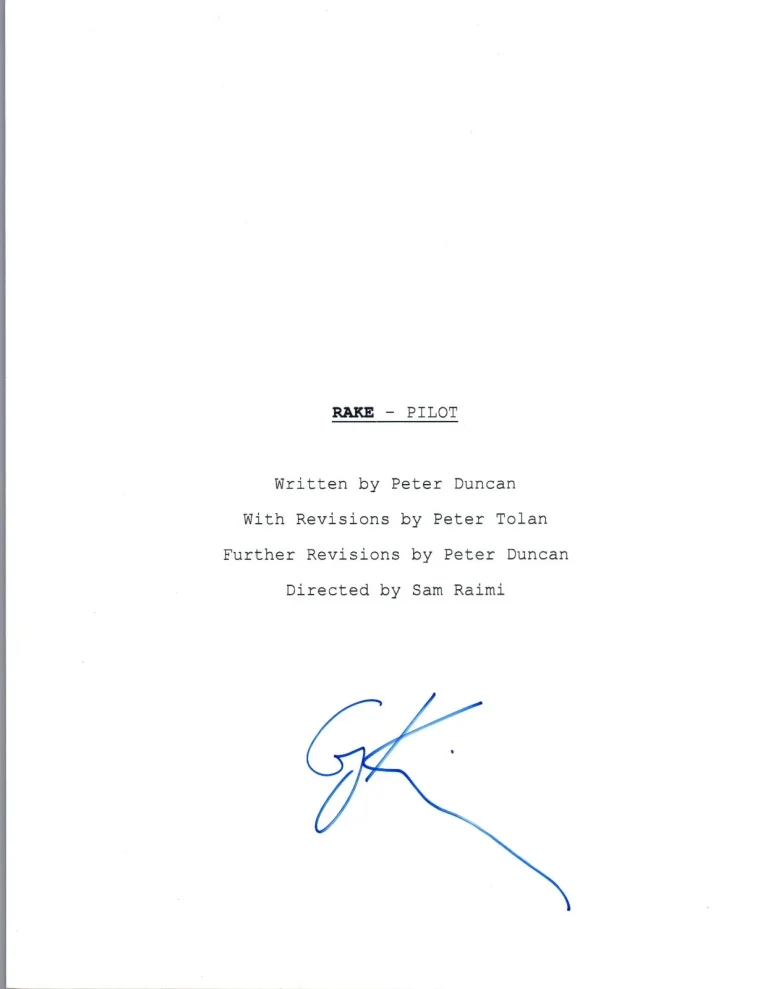 Greg Kinnear Signed Autographed RAKE Pilot Episode Script COA VD