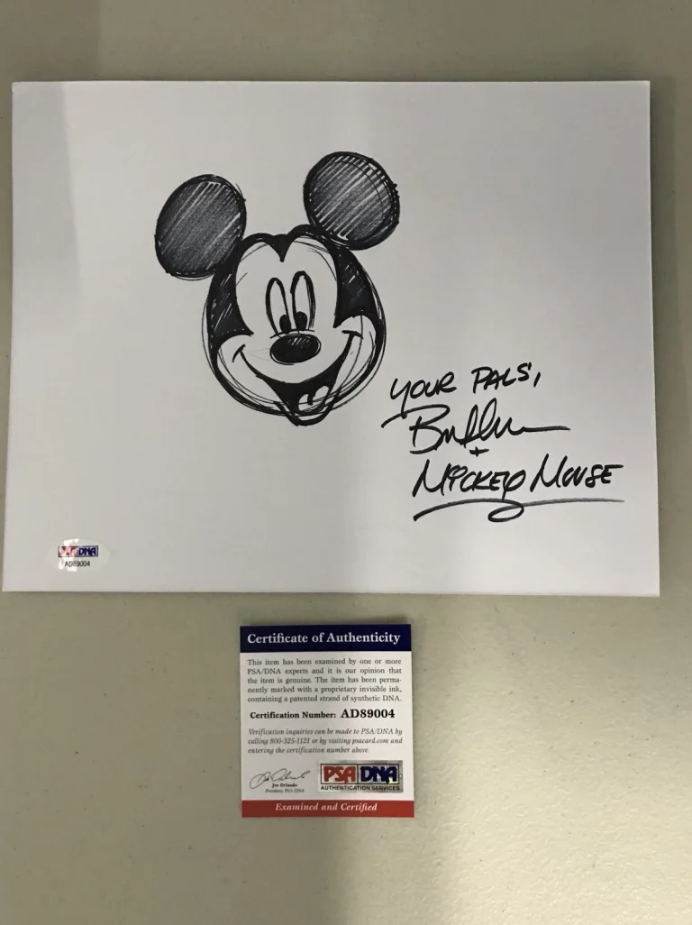 Bret Iwan Signed Hand Drawn Mickey Mouse Sketch 1 Of A Kind Psa/Dna