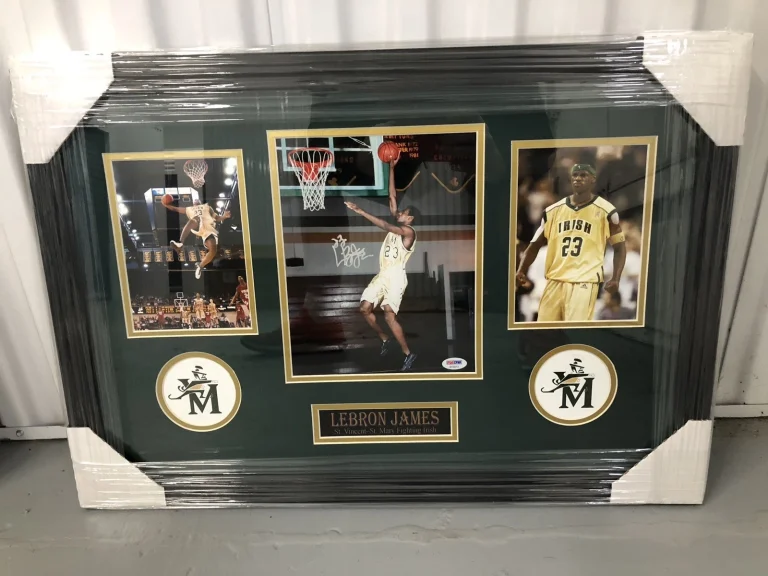 Lebron James Signed Custom Framed High School 8x10 Photo Lakers Psa/Dna