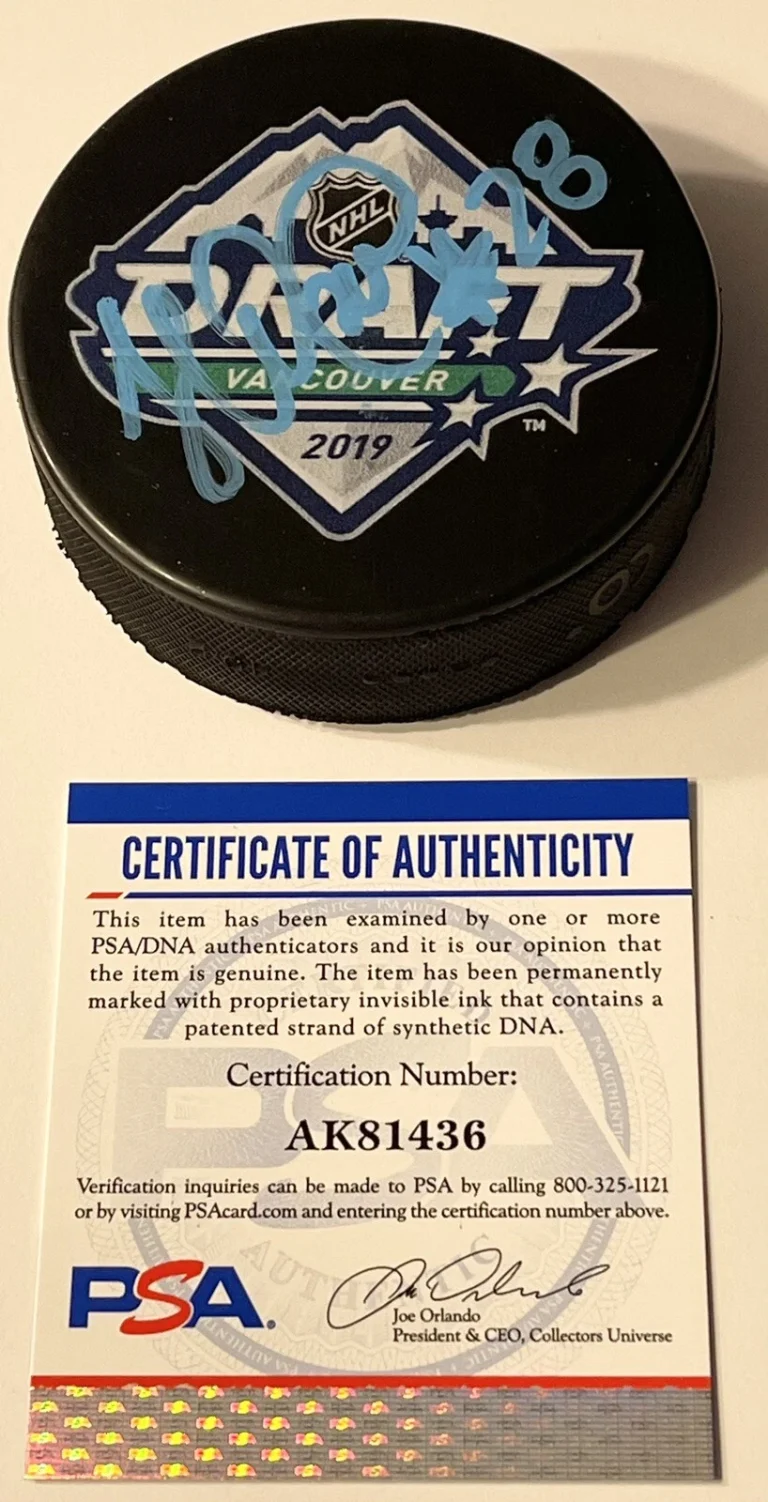 Nikita Okhotuk 2019 NHL Draft Puck 1st Round Pick Top Prospects PSA/DNA