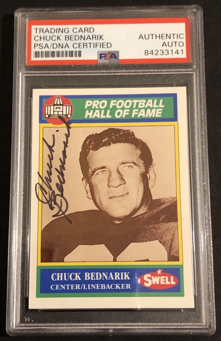 Chuck Bednarik Signed Autographed Philadelphia Eagles Swell Card Psa/Dna