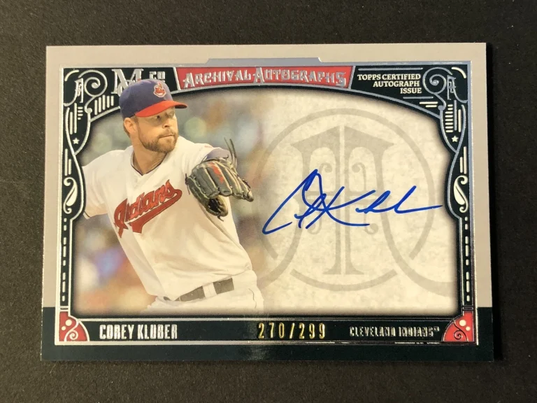 2016 Topps Museum Collection Archival Signature Auto Corey Kluber #'d 270/299