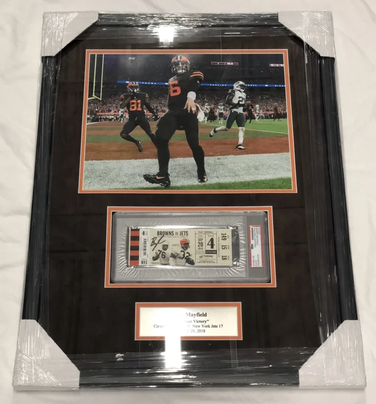 Baker Mayfield Signed Custom Framed NFL Debut Ticket Cleveland Browns Psa/Dna