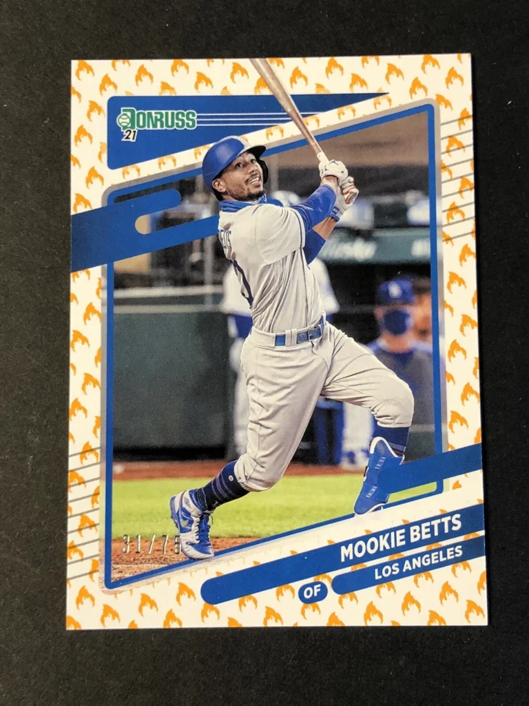🔥2021 Donruss Mookie Betts #177 On Fire Variation #31/75 Los Angeles Dodgers🔥