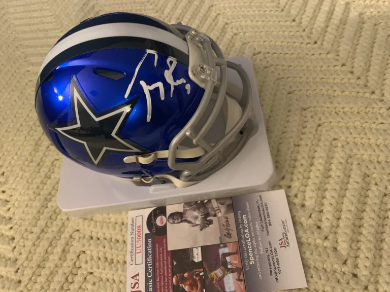 Tony Romo Signed Mini Helmet Autographed JSA Authentication COA Flash Cowboys