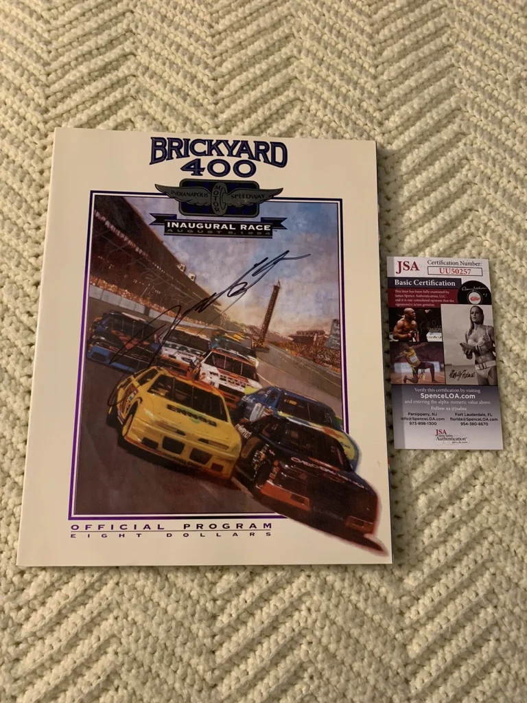 Jeff Gordon Program Magazine Signed 1994 Brickyard 400 JSA Authentication COA