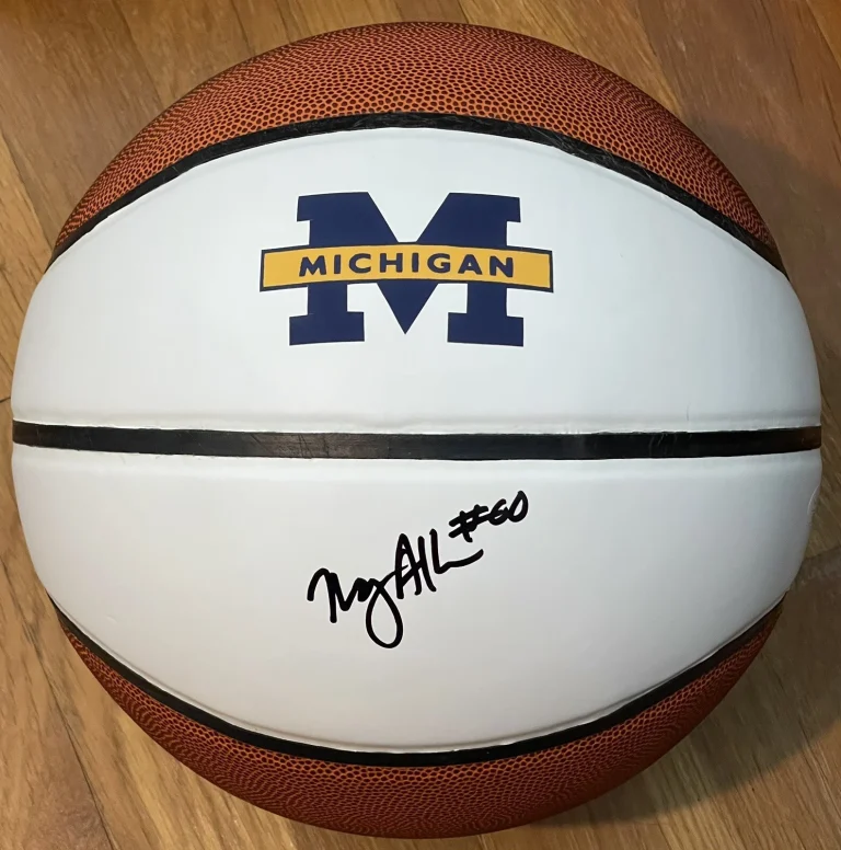 Naz Hallmon Signed Autographed Michigan Wolverines Logo Basketball Final 4 JSA