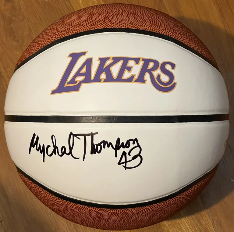 Mychal Thompson Signed Autographed Los Angeles Lakers Logo Basketball PSA/DNA