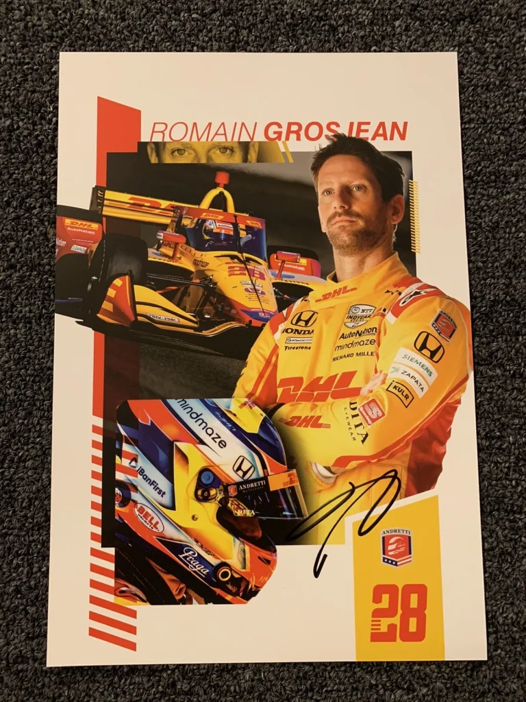 Romain Grosjean Indianapolis Indy 500 Signed Car Promo Card Autographed 2022