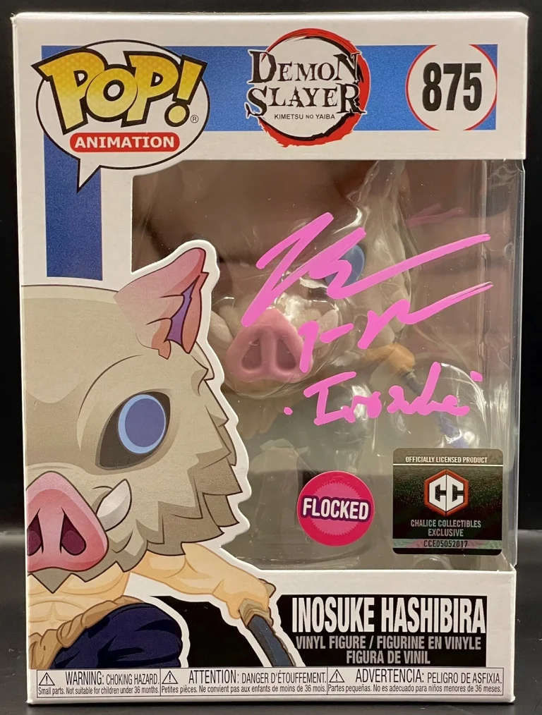 FUNKO POP! Inosuke Hashibira #875 (Flocked) Bryce Papenbrook Signed w/ JSA COA