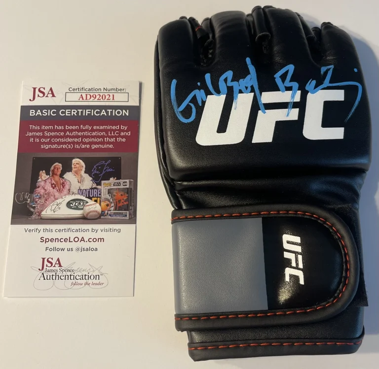 Gilbert Burns Signed Autographed UFC Fighter Glove MMA Champ JSA