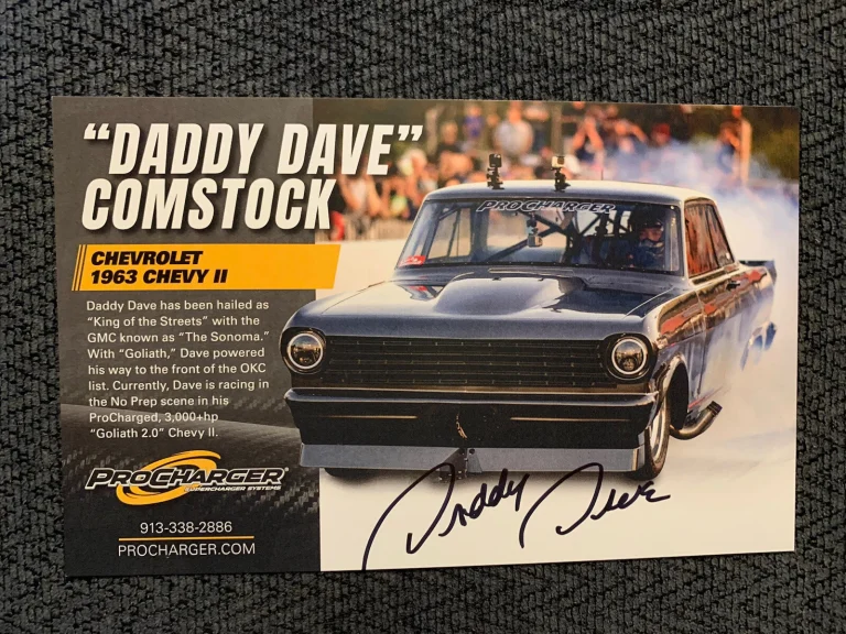 Street Outlaws Daddy Dave Comstock Signed Promo Card 2022 PRI Autographed
