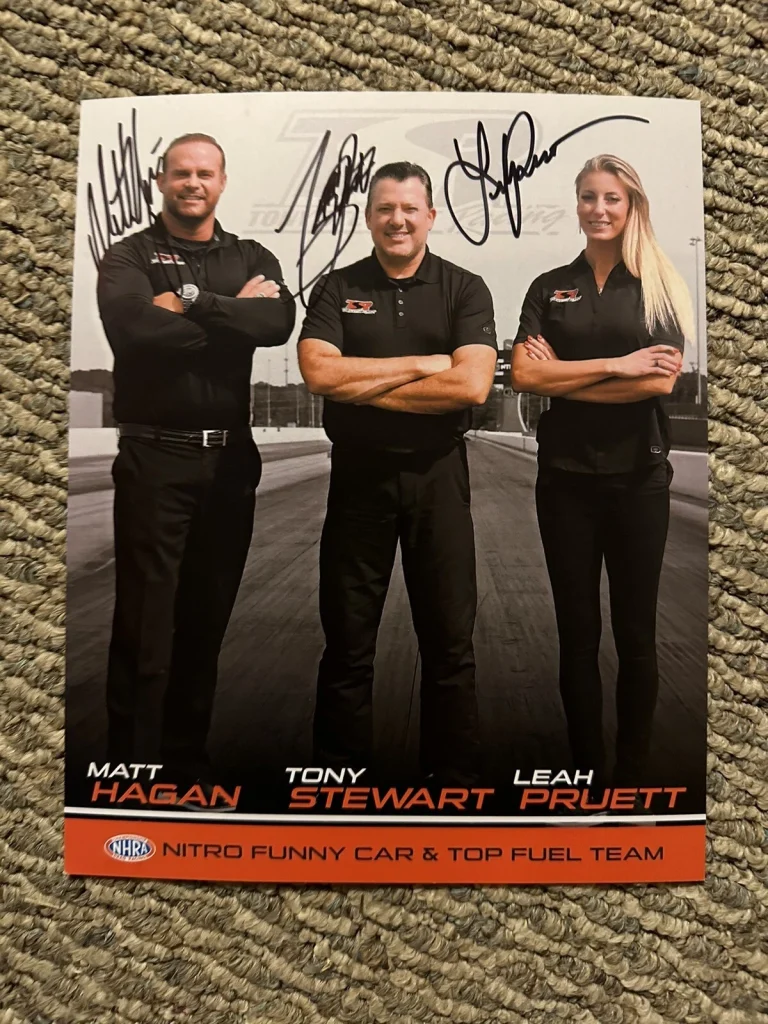 Tony Stewart Matt Hagan Leah Pruett Signed Promo Card Pri Autographed 2022 Nhra