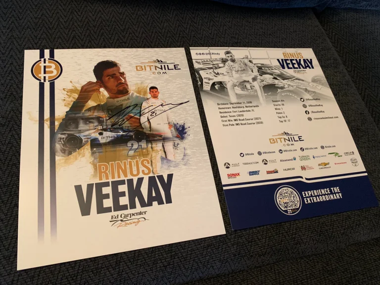 Rinus Veekay Indy 500 Signed Car Promo Hero Card Autographed 2023
