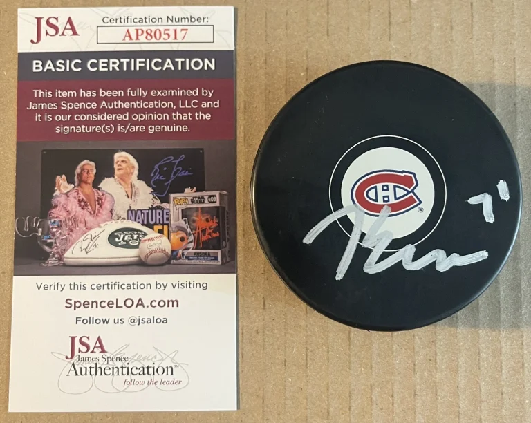 Jake Evans Signed Autographed Montreal Canadiens Logo Puck JSA COA