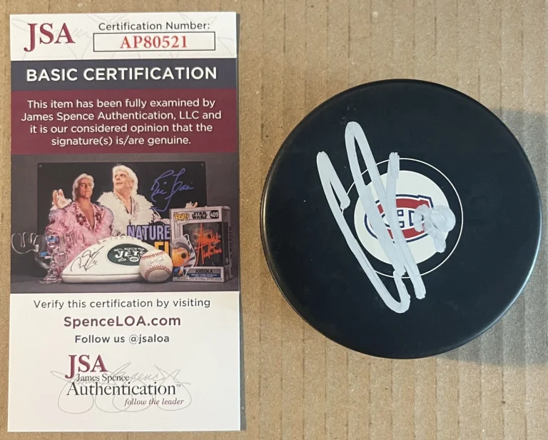Cayden Primeau Signed Autographed Montreal Canadiens Logo Puck JSA COA