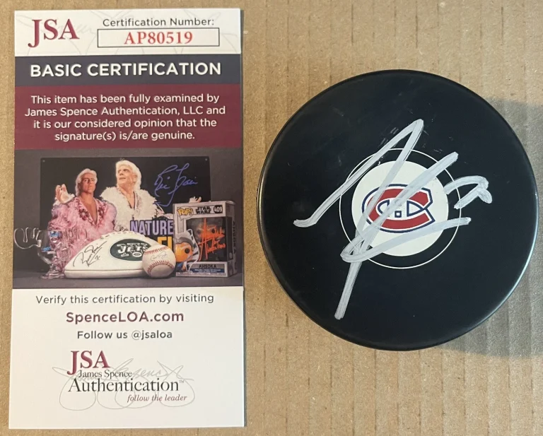 Tanner Pearson Signed Autographed Montreal Canadiens Logo Puck JSA COA