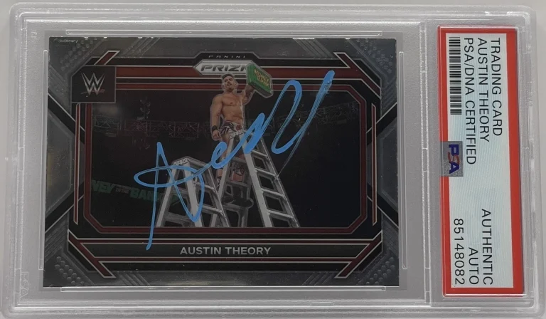 Austin Theory Signed 2023 Prizm Card WWE Superstar PSA/DNA Slabbed