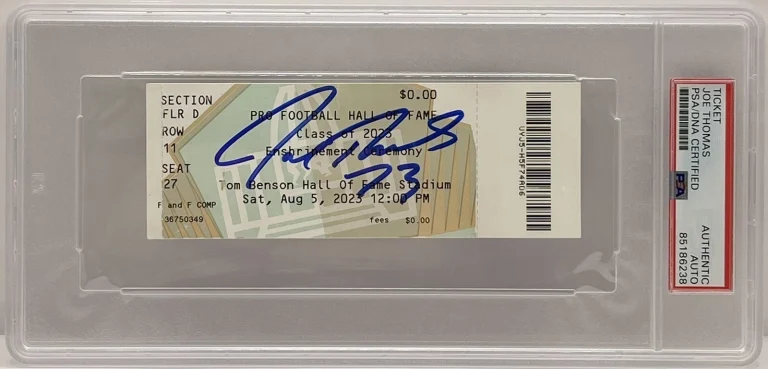 Joe Thomas Signed Auto 2023 Hall Of Fame Enshrinement Ticket PSA/DNA Slabbed