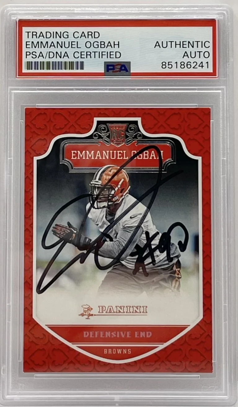 Emmanuel Ogbah Signed 2016 Panini Rookie Card Browns Dolphins PSA/DNA Slabbed
