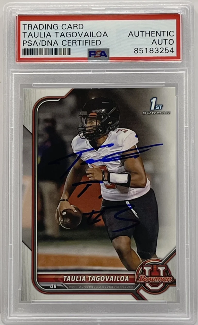 Taulia Tagovailoa Signed 2022 Bowman U 1st Rookie Card PSA/DNA Slabbed Maryland