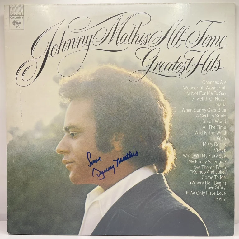 Johnny Mathis Signed Autographed Vinyl Record Album All Time Greatest Hits JSA