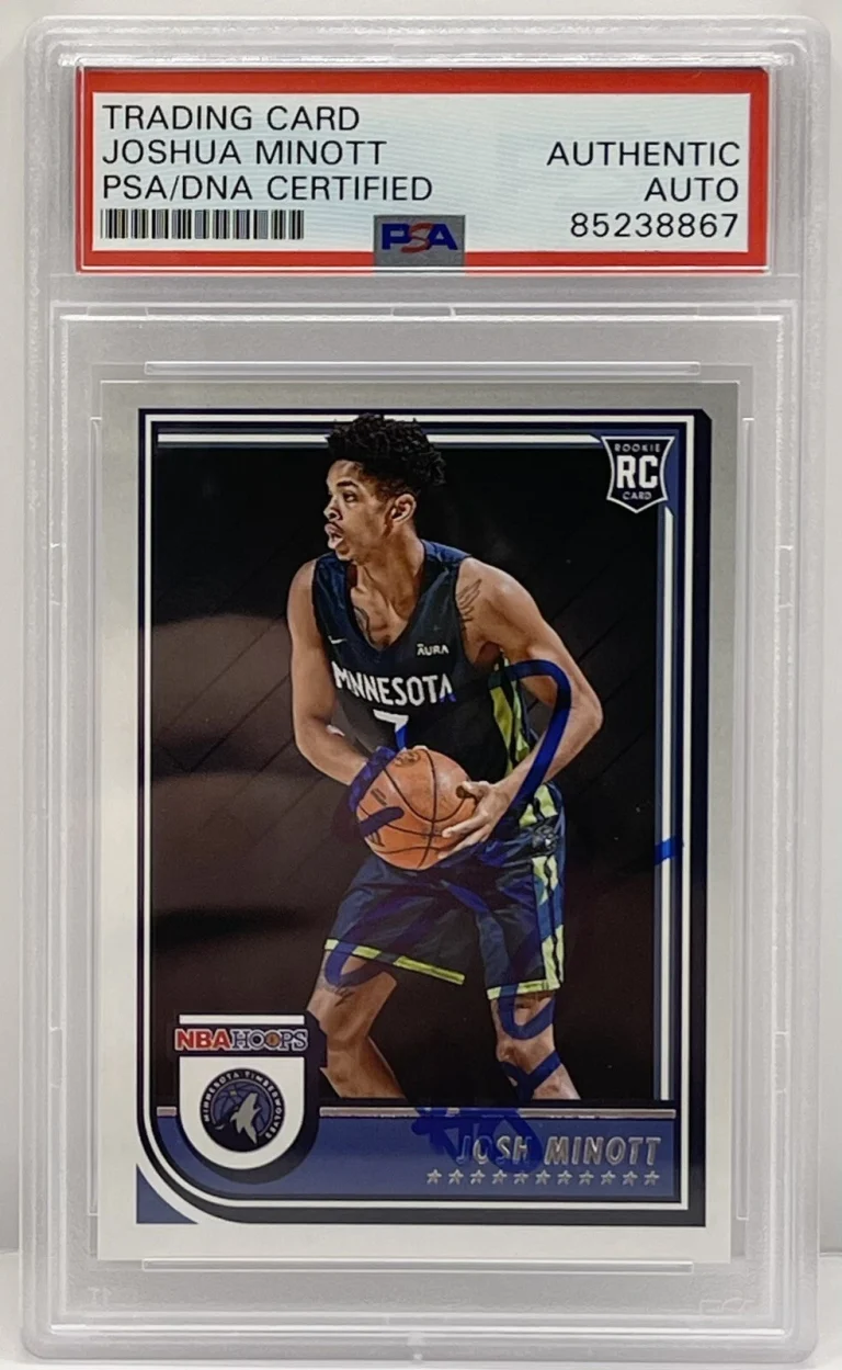 Josh Minott Signed 2022-23 NBA Hoops Rookie Card Minnesota Twolves PSA/DNA Slab