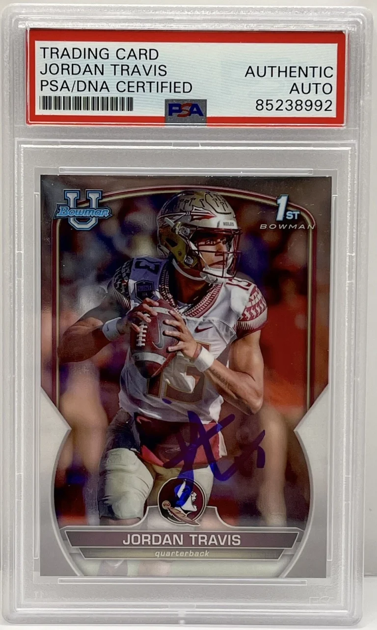 Jordan Travis Signed 2022 Bowman Chrome U Rookie Card Florida State PSA/DNA