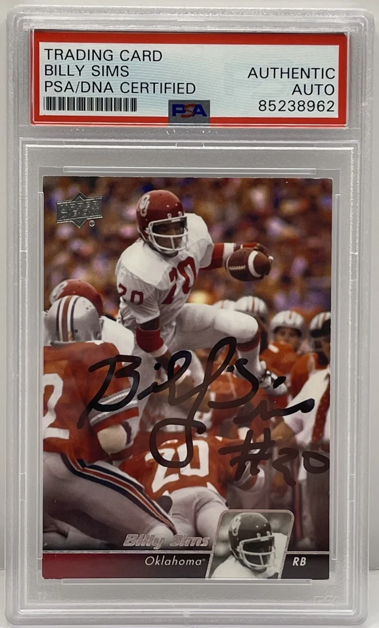 Billy Sims Signed 2011 Upper Deck Card Oklahoma Sooners PSA/DNA Slabbed