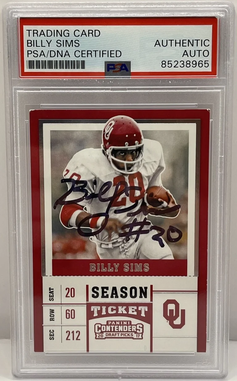 Billy Sims Signed 2017 Contenders Card Oklahoma Sooners PSA/DNA Slabbed