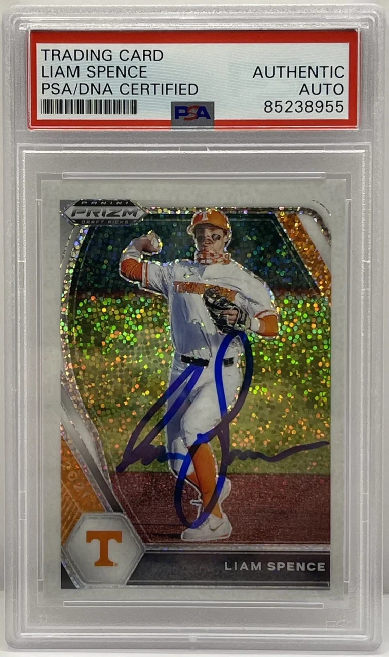 Liam Spence Signed 2022 Prizm White Rookie Card Chicago Cubs PSA/DNA Slab