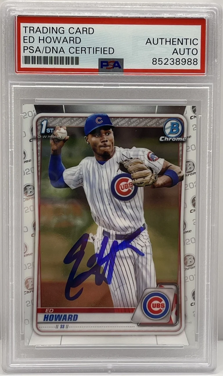 Ed Howard Signed 2020 Bowman Chrome 1st Rookie Card Chicago Cubs PSA/DNA Slabbed