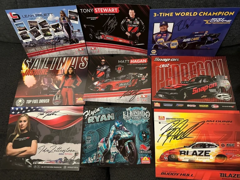 18 Signed 2024 NHRA Lot Of Cards Tony Stewart Leah Pruett Austin Prock Ron Capps