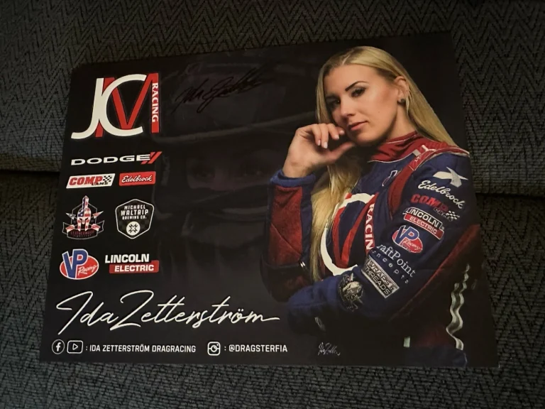 Ida Zetterstrom Signed Promo Hero Card 2024 NHRA Drag Racing Rare PRI