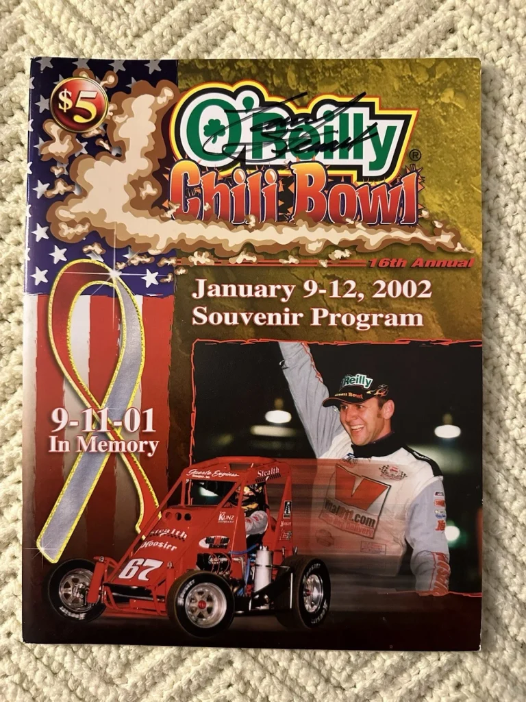 Autographed Tony Stewart Signed 2002 Chili Bowl Nationals Program Magazine Win