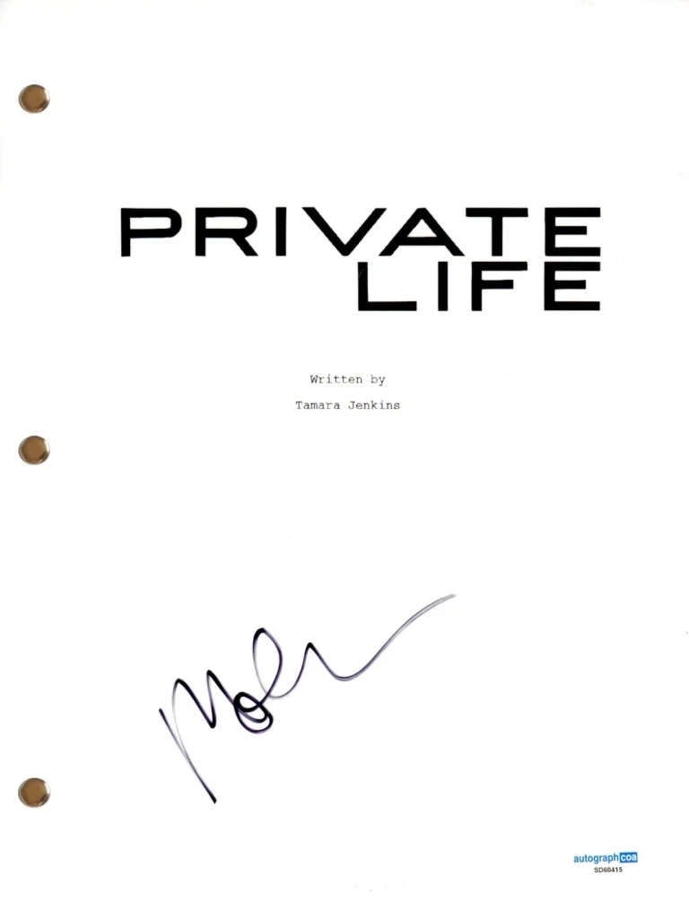 Molly Shannon “Private Life” Signed Autograph Movie Script Screenplay ACOA COA