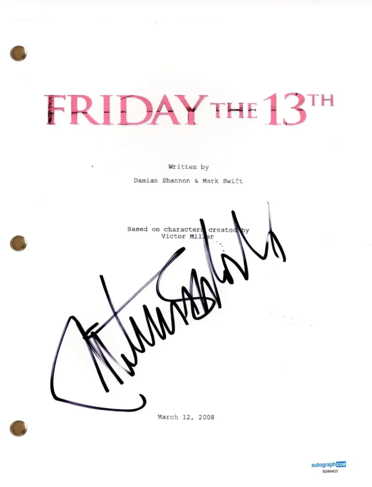 Jonathan Sadowski “Friday the 13th” Signed Autograph Movie Script Horror ACOA
