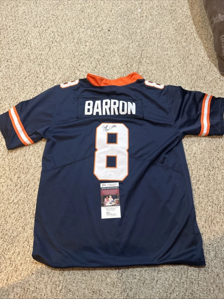 SYRACUSE ORANGE- JUSTIN BARRON SIGNED AUTOGRAPH JERSEY JSA COA FOOTBALL STAR