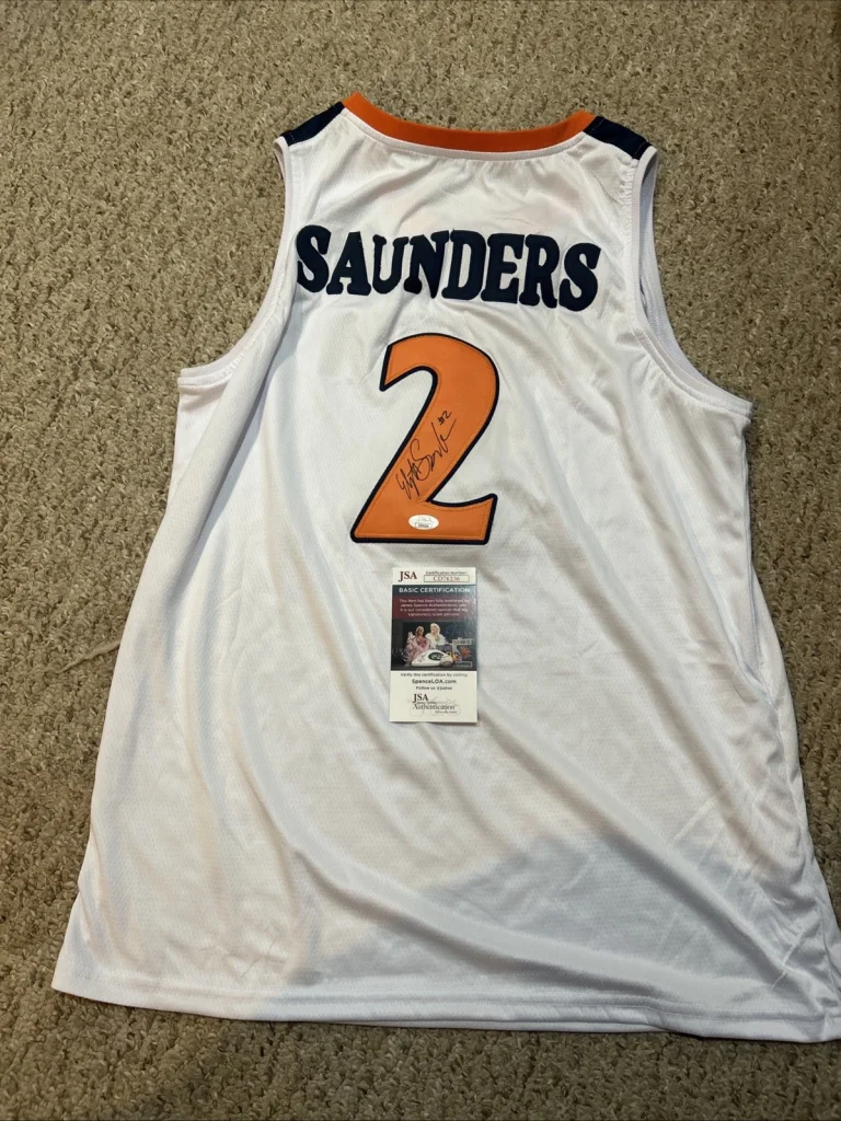 VIRGINIA CAVALIERS- ELIJAH SAUNDERS SIGNED AUTOGRAPH JERSEY JSA COA BASKETBALL