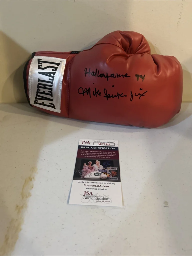 MICHAEL SPINKS JINX SIGNED AUTOGRAPH EVERLAST BOXING GLOVE JSA COA BOXER HOF