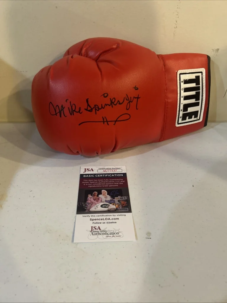 MICHAEL SPINKS JINX SIGNED AUTOGRAPH BOXING GLOVE JSA COA TITLE HOF BOXER