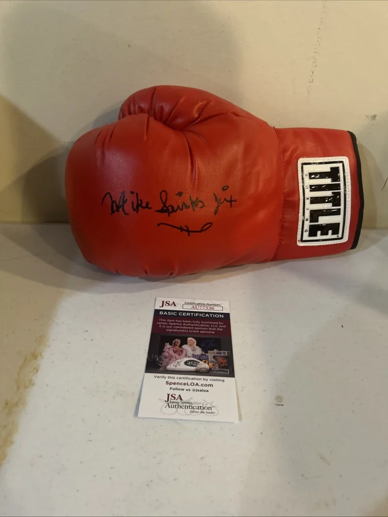 MICHAEL SPINKS JINX SIGNED AUTOGRAPH BOXING GLOVE JSA COA TITLE HOF BOXER