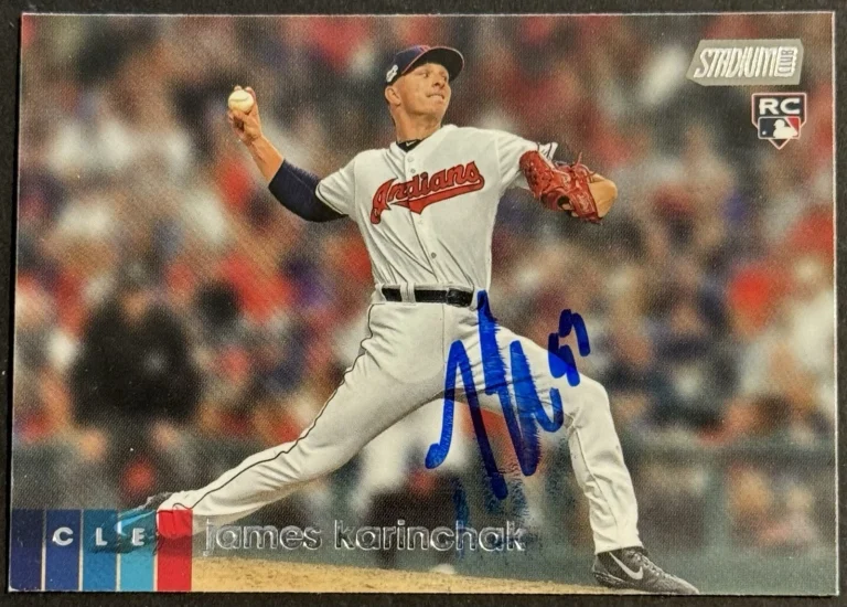 James Karinchak Signed 2020 Topps Stadium Club Rookie Card BAS Beckett COA
